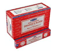 Satya Bâtonnets d'encens Nag Champa – Lot de 12 (15 g) – Dragon's Blood