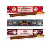Satya Nag Champa Lot de 3 paquets d'encens de 15 g comprenant : Super Hit, Dragon Sang, Opium
