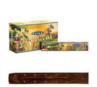 Satya Nag Champa Natural Bâtons d'encens originaux avec porte-encens M&J Boîte complète pour l'aromathérapie, le spa, le yoga, les mariages, la méditation, la guérison, la positivité et la relaxation