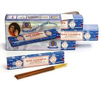Satya Sai Baba Nag Champa Agarbathi Lot de 12 paquets de bâtonnets d'encens 15 g