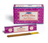 Satya Sai Baba Nag Champa Mystic Yoga Boîte de 180 g de bâtons d'encens Agarbatti | 12 Paquets de 15 g chacun dans Une boîte | Qualité d'exportation