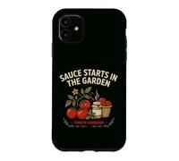Sauce Starts in The Garden Jardinier de Tomates Rétro Coque pour iPhone 11