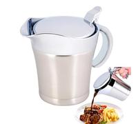 Saucière en Acier Inoxydable Isolation Thermique Double Paroi Sauce Saucière Table à Manger Sauce Pichet avec Couvercle Idéal Saucière Pot pour Sauce, Crème, Custard(Small 450ml)