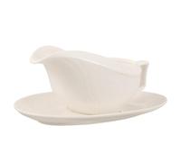 Saucière en Céramique 250ml Blanche avec Soucoupe, Verseuse | Usage Polyvalent, Contrôle Précis du Versement, Design Anti-débordement, pour Repas Familiaux et Restaurants