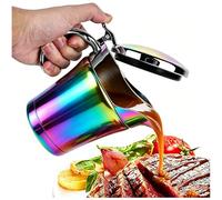 Saucière isotherme en acier inoxydable de qualité supérieure avec couvercle à charnière et boîte cadeau (450 ml) - Double paroi - dîners, restaurants, fêtes, Noël