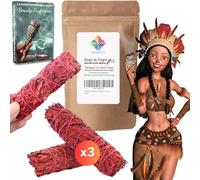 Sauge Rouge Sang de Dragon, Sauge Blanche Purification à Bruler X3 Batons + Ebook Pratique (PDF) - Bâtonnets de Sauge Amérindienne pour Purifier Les Énergies Négatives