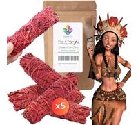 Sauge Rouge Sang de Dragon, Sauge Blanche Purification à Bruler X5 Batons + Ebook Pratique (PDF) - Bâtonnets de Sauge Amérindienne pour Purifier Les Énergies Négatives