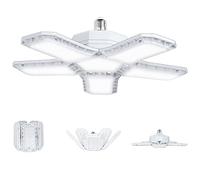 SAUGLAE Lampes de Garage à LED, E27 Déformable 80W 9000LM, Blanc Froid 6500K, Ampoules de LED avec 5 Panneaux Réglables pour Garage, Entrepôt, Atelier, Sous-sol (Paquet de 1)