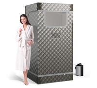 Sauna à vapeur, cabine de sauna pour tout le corps avec générateur de vapeur de 3 litres, télécommande, masseur pour les pieds et chaise pliante. Tente de sauna portable, dimensions : 91 x 91 x 183 cm