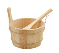 Sauna Bucket, Ladle Set, Wooden Accessories, Leakproof Design, 4 Liter Capacity, Shower Supplies, Bath Tools, Home Garden, House Hotel, Apartment Backyard, Outdoor Steam, Bathing Essentials