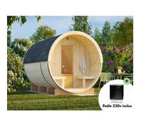 Sauna extérieur en bois Anita - PALMAKO - 6 places - Poêle inclus - 220x250x225 cm - 2,3 m² - Sauna tonneau