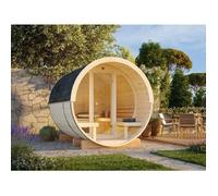Sauna extérieur en bois Anita - PALMAKO - Façade vitrée - 6 places - 8,6 m² - Poêle inclus - Sauna tonneau
