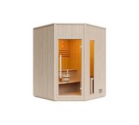 Vente-unique - Sauna finlandais d'angle avec poêle 8KW - 5/6 Places - L180 x P180 x H210 cm - Kotka