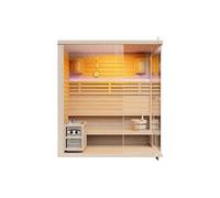 Sauna finlandais vitré à leds avec poêle 6KW - 4/5 places - L180 x P120 x H200 cm - SELKI