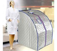 Sauna Infrarouge Portable Sauna Cabine avec 4 Plaques Chauffantes Infrarouge Lointain et 36 Pierres de Tourmaline, Sauna Box Pliable Libère des Ions Négatifs et des Oligo-éléments (Argent)