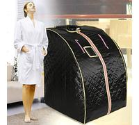 Sauna Infrarouge Portable Sauna Cabine avec 4 Plaques Chauffantes Infrarouge Lointain et 36 Pierres de Tourmaline, Sauna Box Pliable Libère des Ions Négatifs et des Oligo-éléments (Noir)