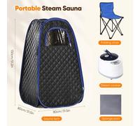 Sauna mobile - Tente de sauna pour la maison - Utilisation pour tout le corps - Siège pliable - Réglage de la température et du temps - Télécommande