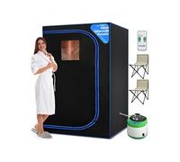 SereneLife Sauna Portable, pour Deux Personnes, Sauna Infrarouge, Thérapie du Corps et Relaxation, Tente Chauffante Mobile, Spa Maison avec Générateur de Vapeur, 2 Chaises pliables et Télécommande