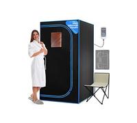 SereneLife Sauna Infrarouge Portable - Tente Chauffante Pliable avec Chaise Pliante et Coussin Chauffant pour Les Pieds - Spa Maison - Détox - Perte de Poids
