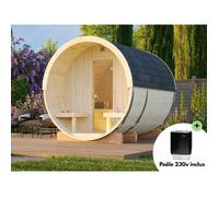 Sauna tonneau extérieur en bois Anita - PALMAKO - 4 places - 8,6 m² - Poêle inclus