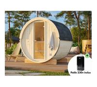 Sauna tonneau extérieur en bois Anita - PALMAKO - ép. 42 mm - 200 x 248 cm - Poêle 6kW inclus