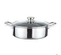 Cheffinger, poêle à frire 32 cm, revêtement alvéolé, avec couvercle, poignées en acier inoxydable, argent