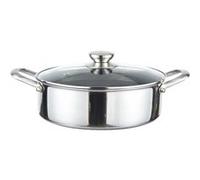 Sauteuse 32cm Revêtement Nid d'Abeille avec Couvercle et Poignées Inoxydable Cheffinger Argent Argent