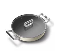Sauteuse aluminium revêtement céramique avec couvercle SMEG D28 cm Crème Mat