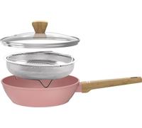 Sauteuse Arthur Martin AM0333, Ø 24 cm, Revêtement Céramique, Tous Feux dont Induction, Avec Couvercle et Panier Inox, Rose
