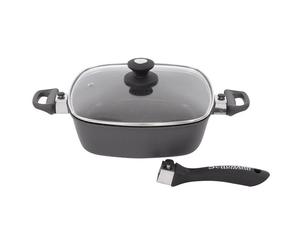 Sauteuse carrée revêtement pierre 28 cm - Schumann Professionnel - 2 poignées et 1 manche amovible