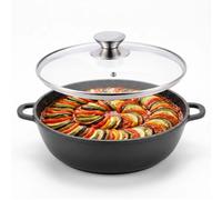 Sauteuse Cheffinger - 24 cm - Noir - Cocotte à induction anti-adhésive - Couvercle en verre