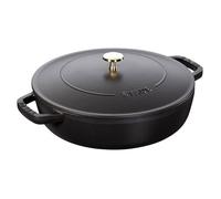 STAUB Sauteuse Chistera en Fonte 24 cm, 2,5 L, Noire, Induction | Couvercle avec système d’auto-arrosage, Compatible tous feux et four, Fabriquée en France