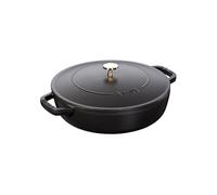 STAUB Chistera braisière en fonte, tous feux dont induction, ronde, 28 cm, 3,7 L, Made in France, noir