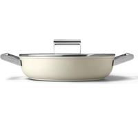 SMEG Sauteuse DPF2812CRM – Aluminium, revêtement céramique 28 cm avec couvercle, crème mat
