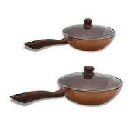Sauteuse granit 24 et 28cm + 2 couvercles | KitchenPro | Revêtement antiadhésif