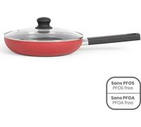 Sauteuse LIVOO MEP153R, 26 cm, Antiadhésive sans /PFOS, Poignée Silicone, Tous Feux dont Induction, Rouge
