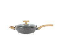 Sauteuse - MENASTYL - 24 cm - Cannelle - Avec couvercle en verre - Poignées bois clair
