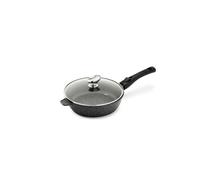 Pradel Excellence - PCUI001007 - Sauteuse Ø24 cm avec Couvercle Verre - Fonte d’Aluminium - Revêtement Antiadhésif façon Pierre - Manche Amovible - Tous Feux, Four et Lave-Vaisselle