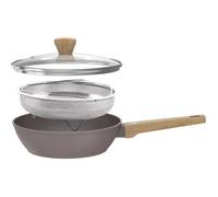Sauteuse - Tous feux dont induction - ARTHUR MARTIN - AM9910 - Revêtement céramique - Ø 24 cm - Couvercle et panier inox - Taupe