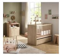 SAUTHON Adèle pack chambre bébé 120x60 + commode 2 portes niche Crème (avec éléments style hêtre charme)