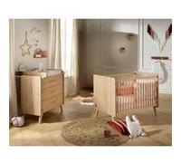 SAUTHON Arty Duo Chambre complète 120x60 + Commode 3 tiroirs Marron (Chêne suave)