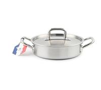 Sautoir Triplex Inox 28cm avec Couvercle - 4L - Tous Feux dont Induction - Fabriqué en France - Argent