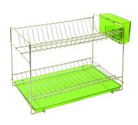 Sauvic 91020 Égouttoir à Vaisselle Inoxydable avec Plateau Vert 38,5 x 25 x 28 cm.