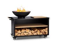 Blumfeldt Brasero Exterieur pour le Jardin, Brasero Plancha Portable avec Grille de BBQ, Bol en Acier, Brasero Barbecue avec Foyer pour le Camping, Brûleur à Bois, Ultra Solide, 128 x 90 x 59 cm