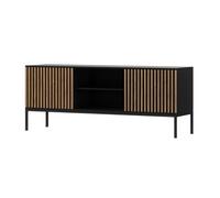 Bestmobilier Savanna - Meuble TV - Effet Bois et Noir - 150 cm
