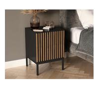 Savanna - table de chevet - effet bois et noir - 40 cm - Bois / Noir