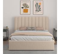 Lit avec coffre de rangement 140x190cm velours beige SAVANNAH