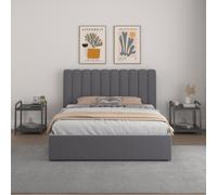 Savannah lit avec coffre de rangement 140x190cm velours gris foncé
