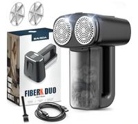 SAVEDA FiberX Duo Rasoir Anti Bouloche Électrique - Double Tête Enleve Bouloche avec 3 Vitesses - Rasoir à Peluches pour Vêtements, Canapé et Meubles - USB-C