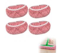 Savento 4 Pièces Chiffon Chenille Rose Lavable Réutilisable Recharge Balai Mop 25.4x11.5cm Compatible Swiffer Nettoyage Sec Humide Balai Domestique